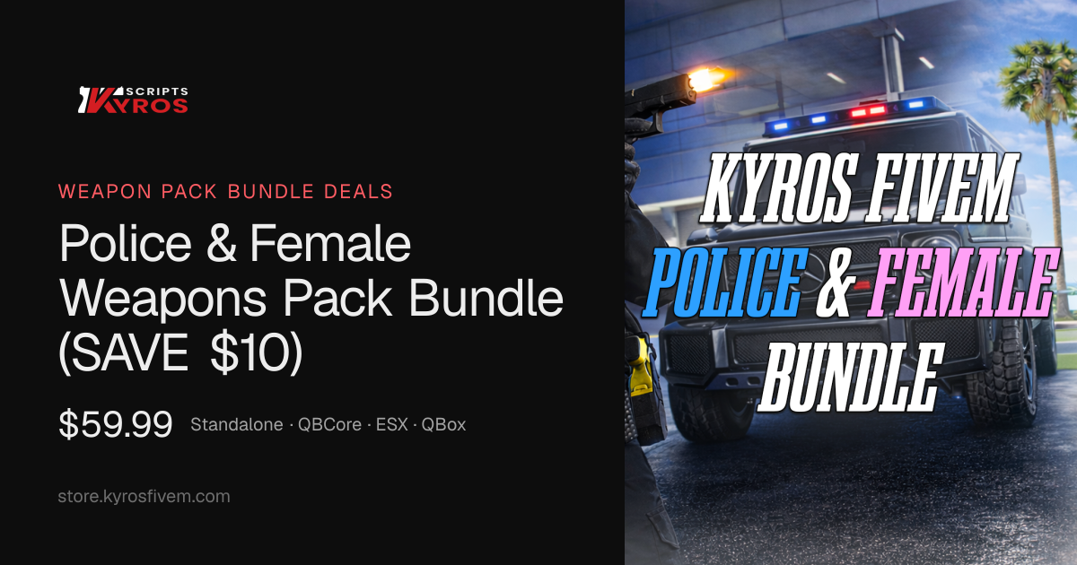 Police & Female Weapons Pack Bundle (SAVE $10) | Kyros